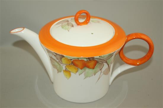 A Shelley Regent shape Cape Gooseberry pattern thirty piece tea set, 1930s, Teapot 14cm high